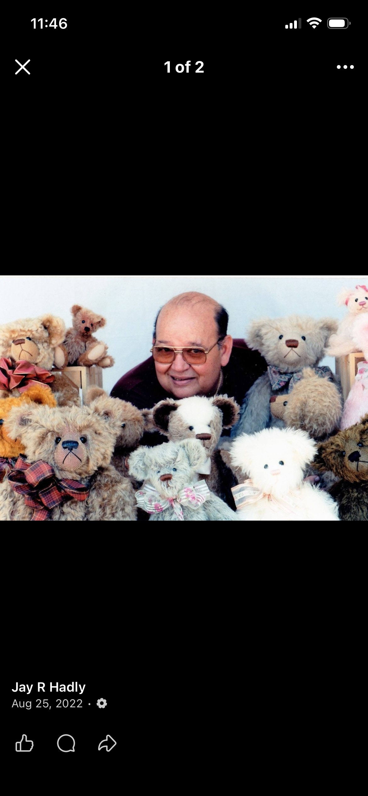 Jay surrounded by handmade bears