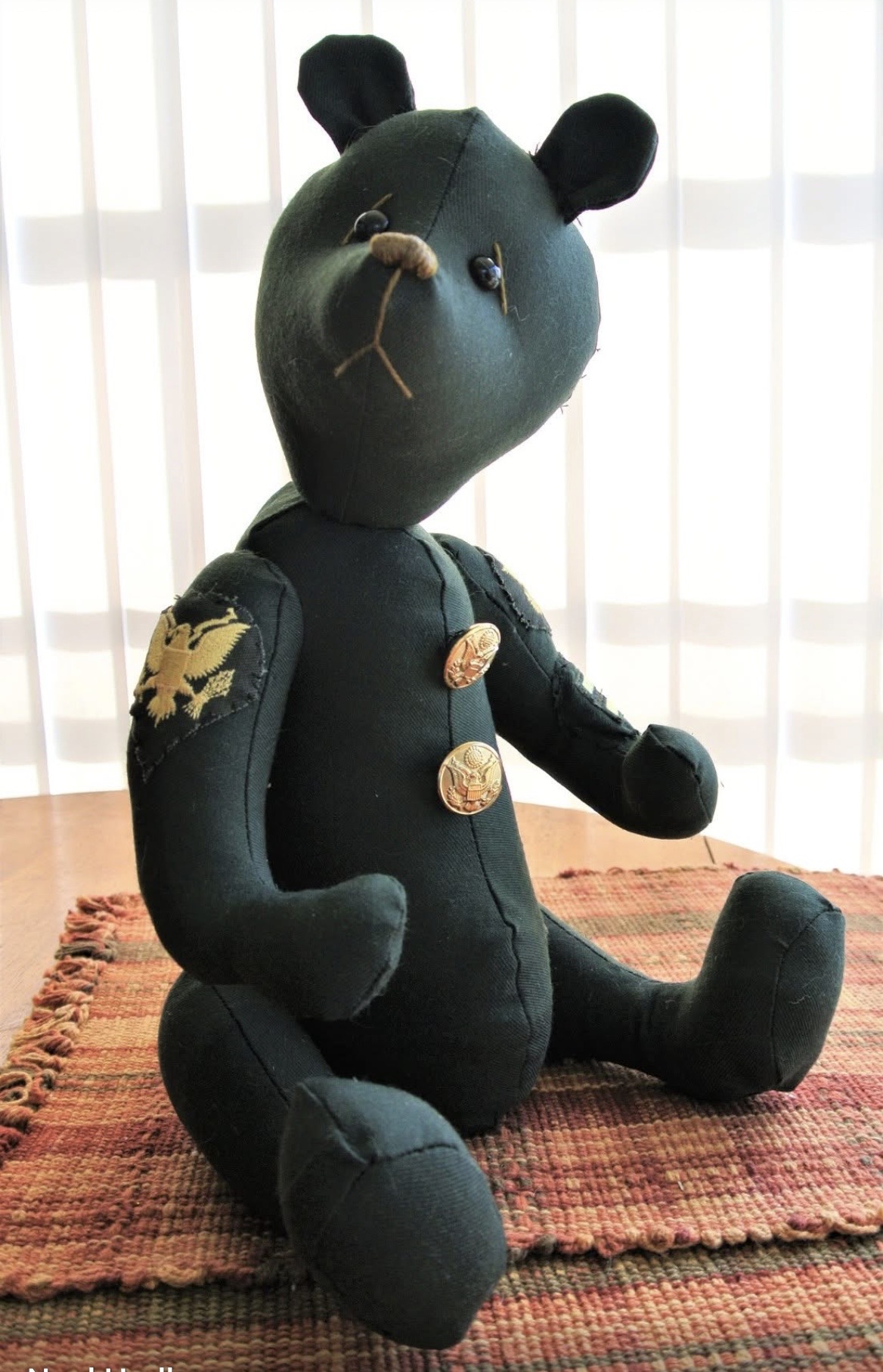 Handmade dark green military-inspired bear